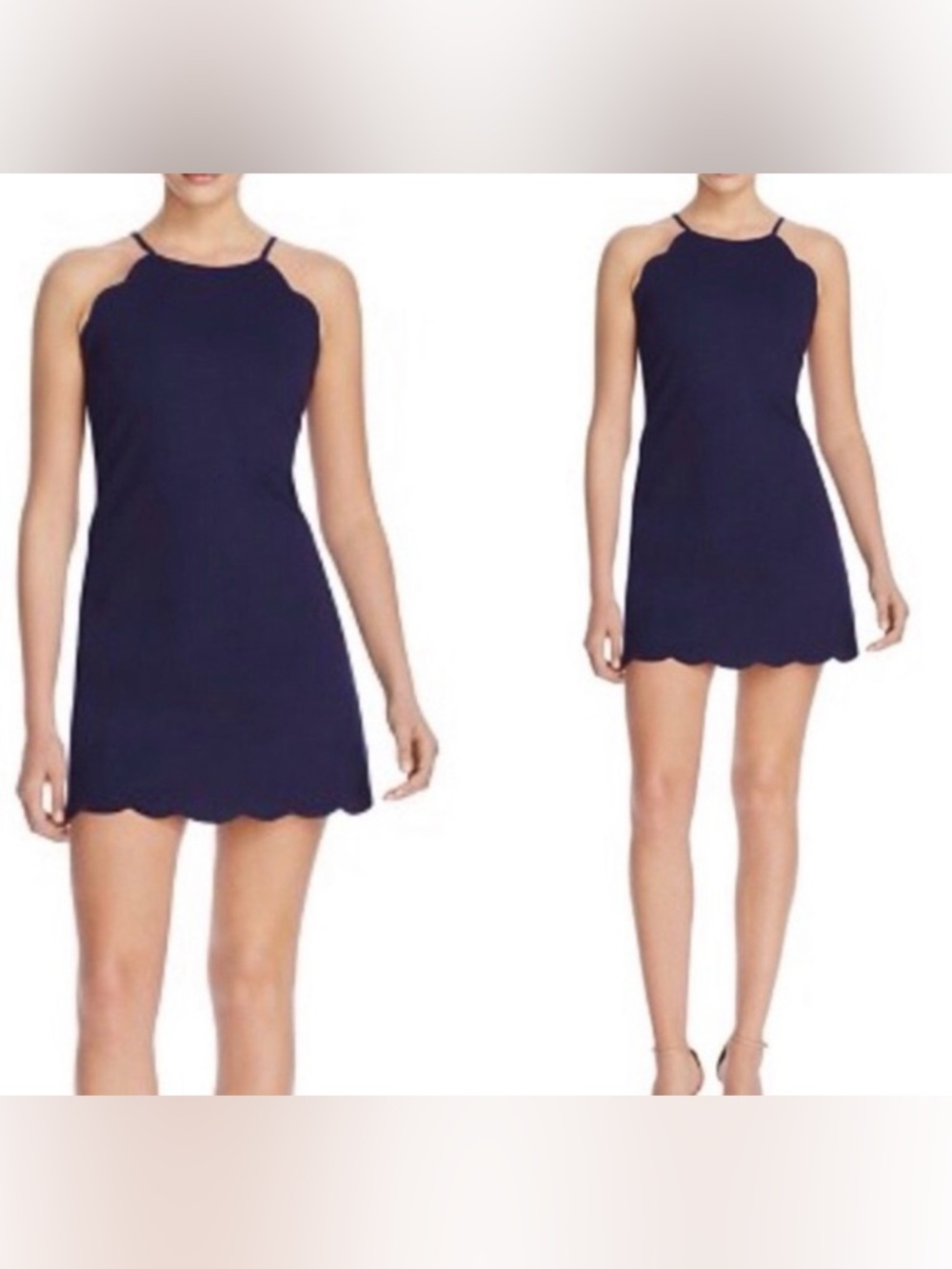 Aqua Navy Sleeveless Fit & Flare Dress